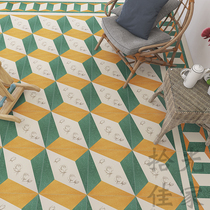 Nanyang retro corridor small tiles 300 kitchen balcony yellow green tiles hotel restaurant old floor tiles