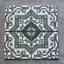 Balcony tiles dark green small flower tiles Moroccan restaurant decoration background wall tiles custom-made