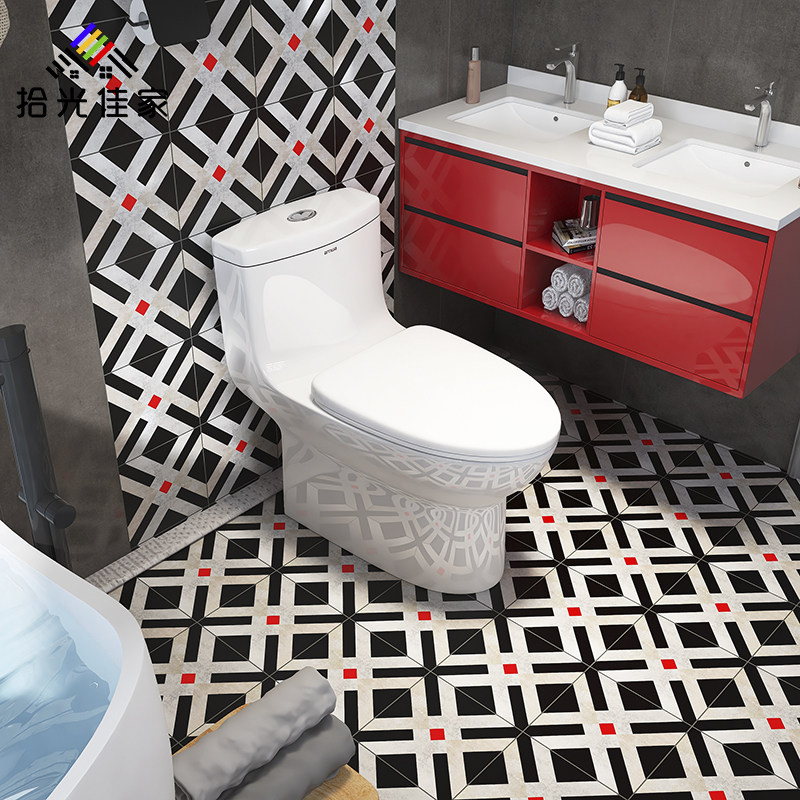 Balcony black flower tiles 200x200 restaurant coffee shop wall and floor tiles homestay powder room matte floor tiles