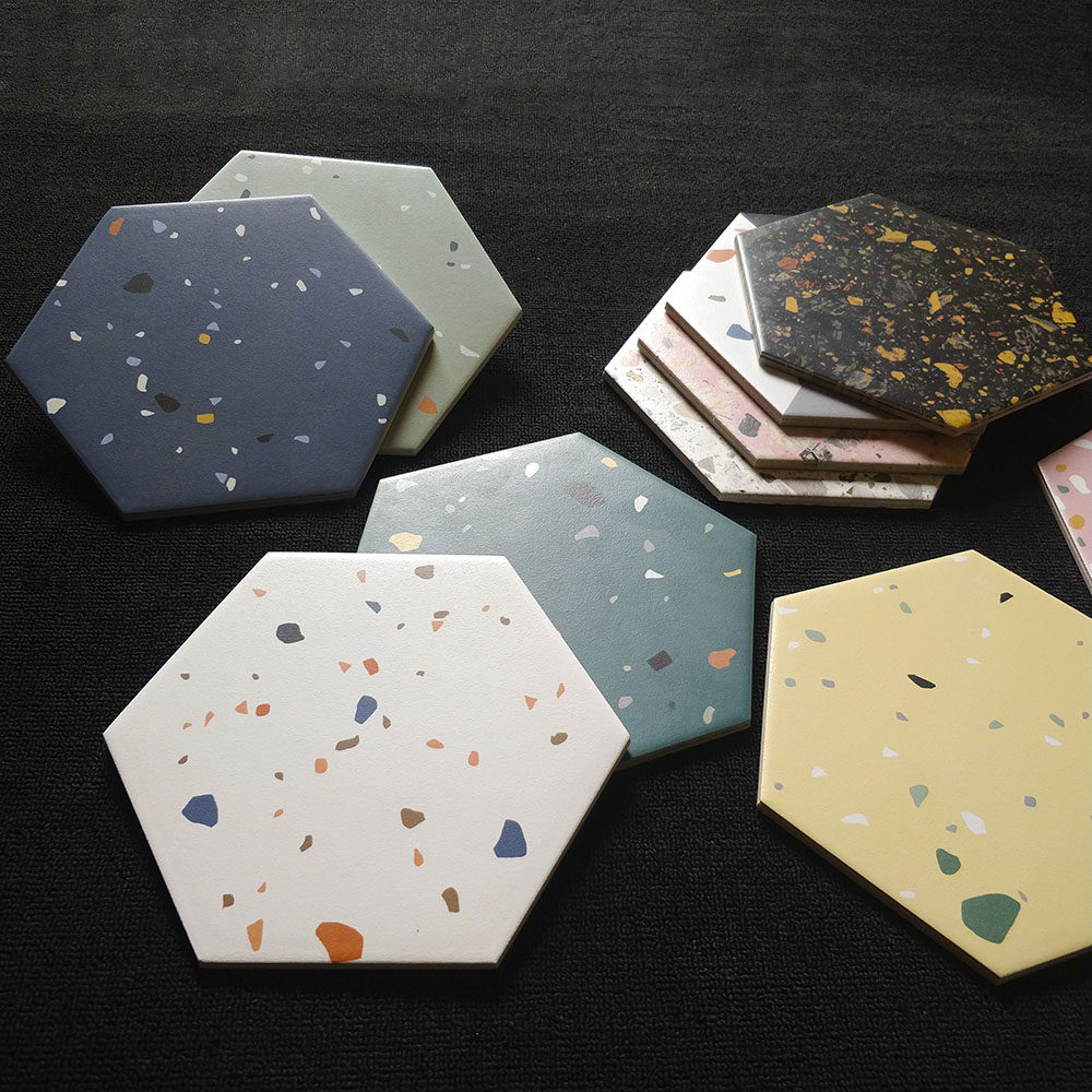 Color Waterstone Hexagonal brick Restaurant 200 * 230 with spot tiles Kitchen Makeup Room Balcony Anti Slip Floor Tiles