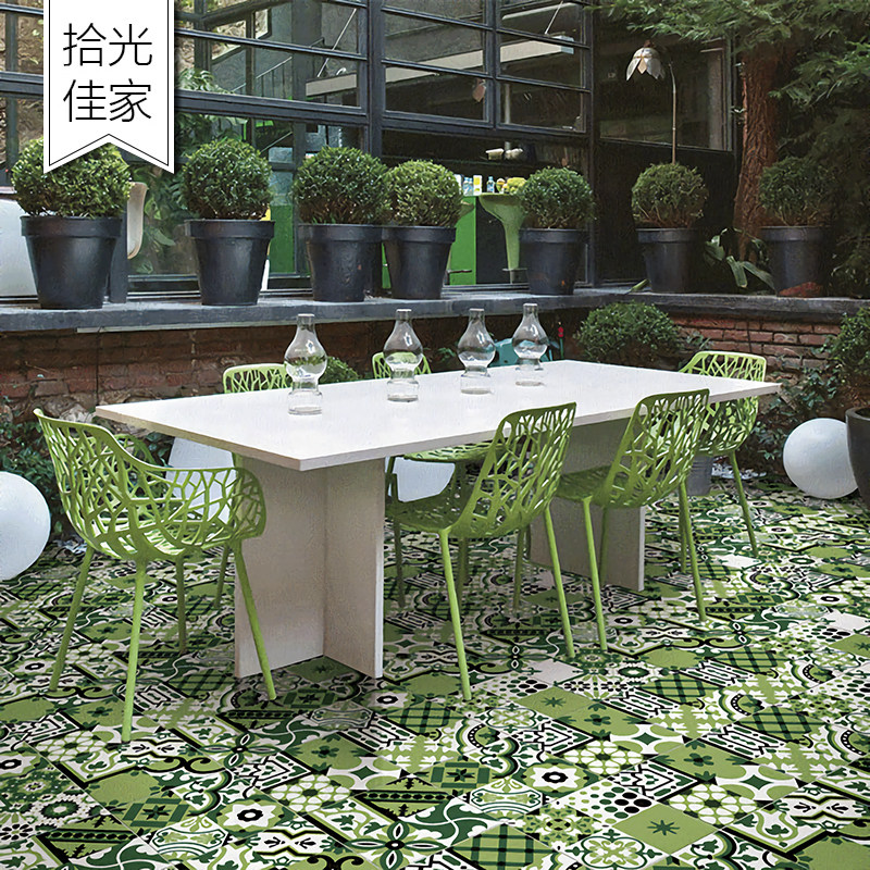 Green Ensemble patterned tile Courtyard Balcony Anti Slip Small Floor Brick Dining Room Shop Floral Brick Bathroom Tian Garden Style Wall Brick