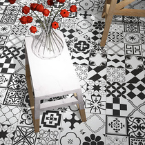 300x300 black and white small tile kitchen interior wall tile toilet print non-slip floor tile vintage style
