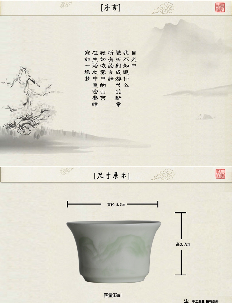 Offered home - cooked manual shadow blue glaze kung fu tea cups in jingdezhen ceramic cup tea cups sample tea cup, single CPU