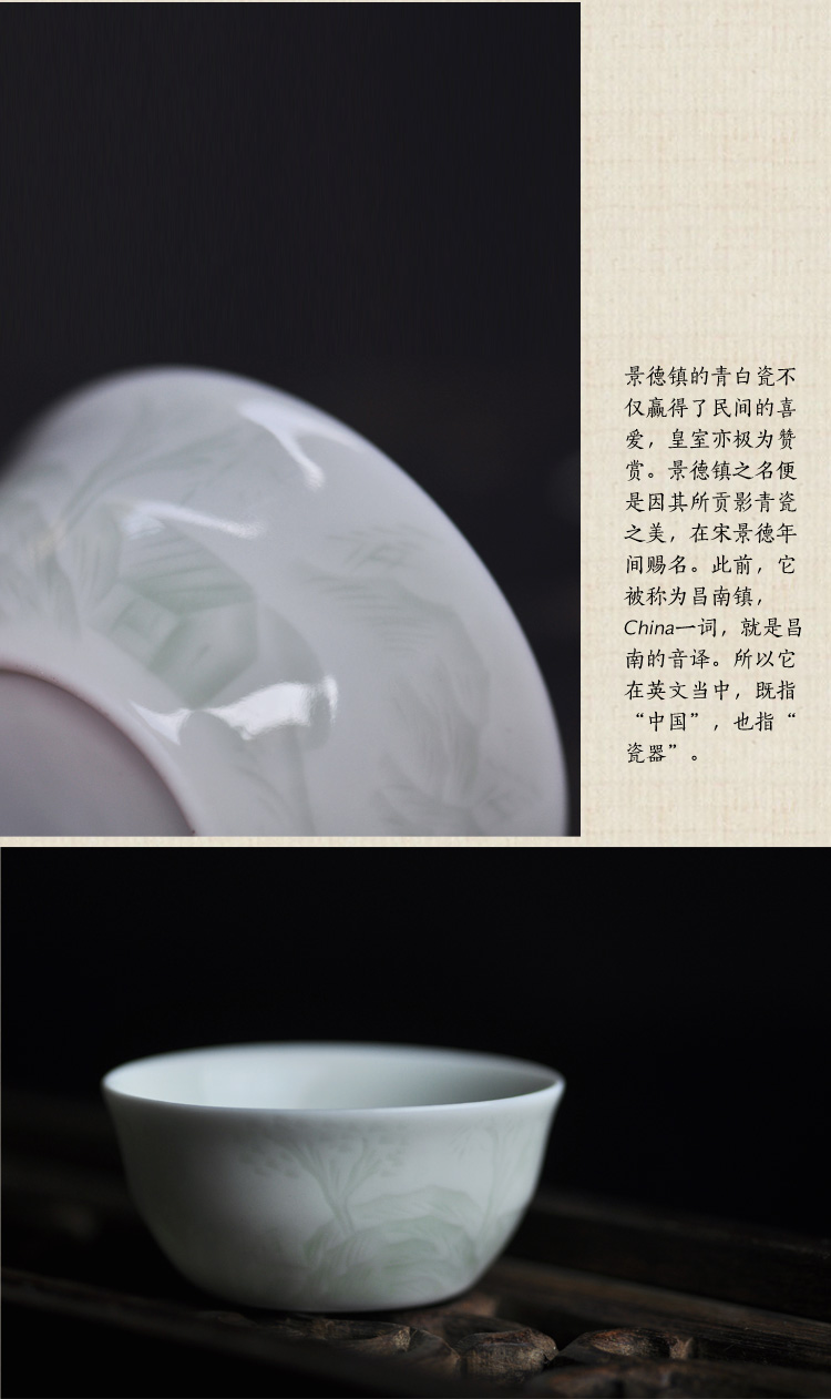 Offered home - cooked manual shadow blue glaze kung fu tea cups in jingdezhen ceramic cup tea cups sample tea cup, single CPU