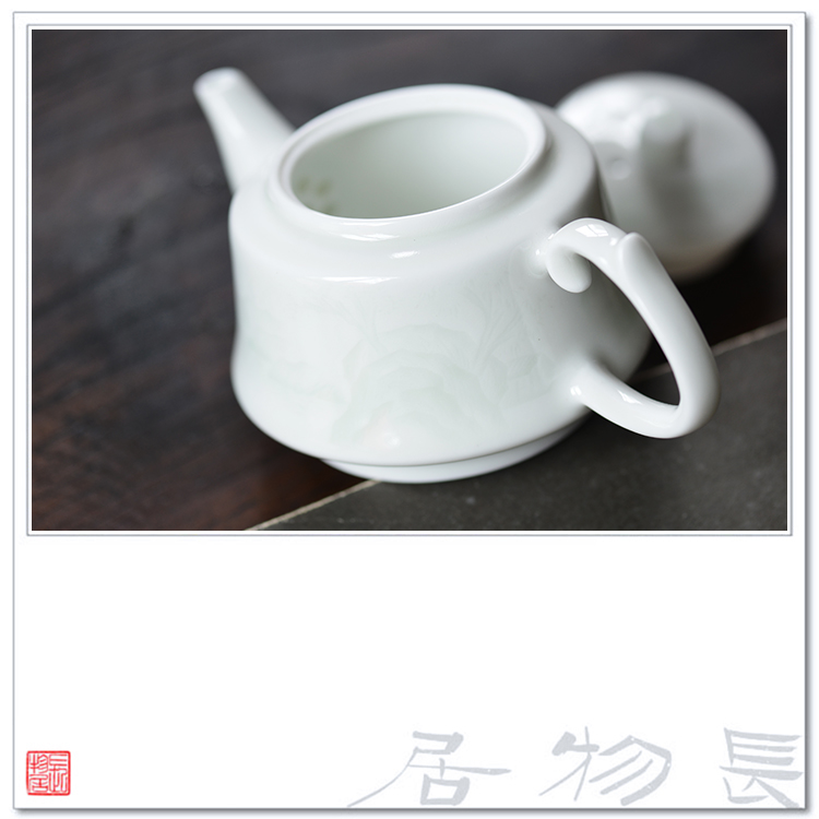 Offered home - cooked at flavour shadow blue glaze green, white porcelain porcelain teapot dark moment landscape of jingdezhen ceramic tea set by hand