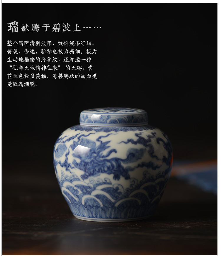 Offered home - cooked in hand - made doucai day word jar of jingdezhen manual thin foetus ceramic tea set tea caddy fixings storehouse