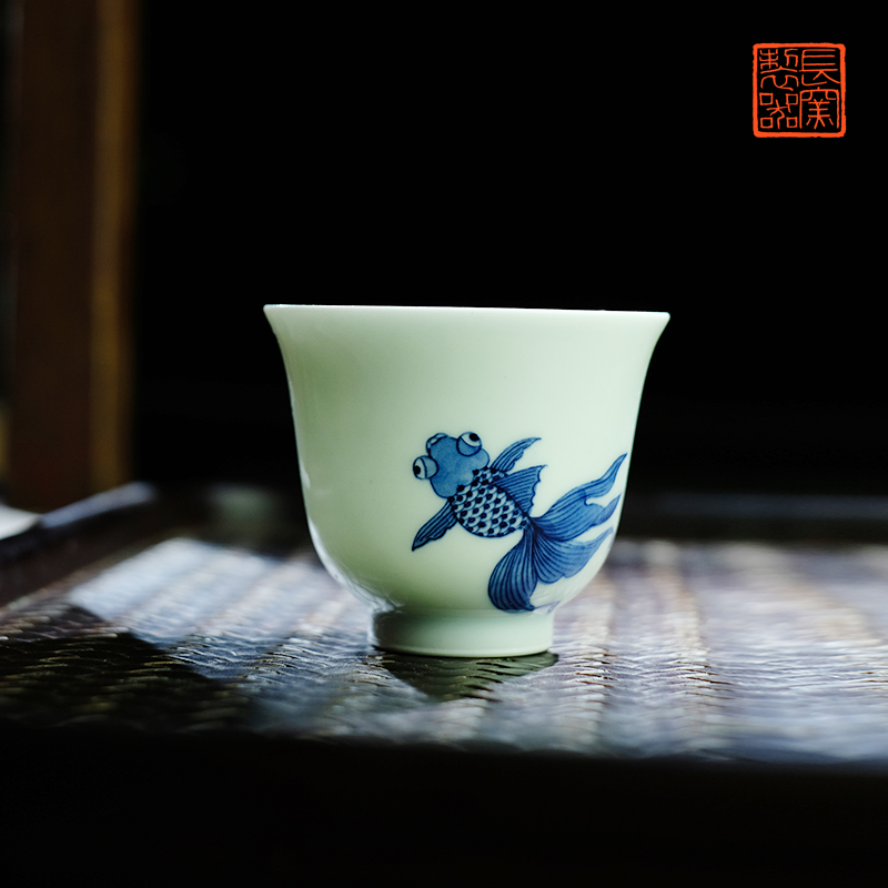 Offered home - cooked view flavour hand - made in jingdezhen blue and white marriage hat cup bell cup hand - made ceramic tea set