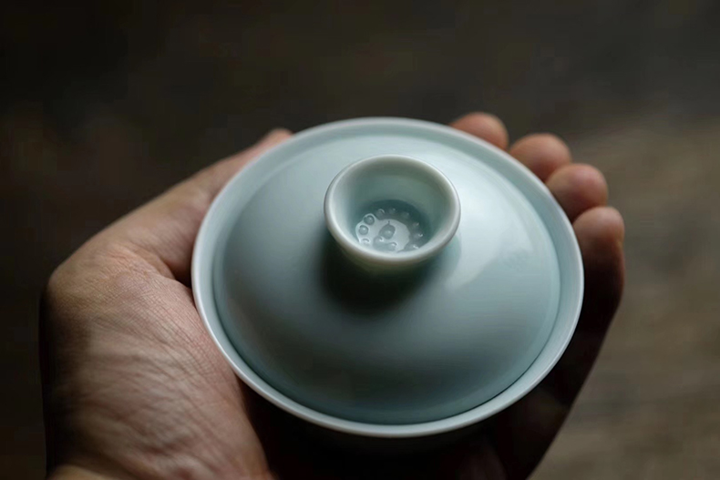 Offered home - cooked ju darling tiancheng hand - carved pale pinkish purple shadow green, a single small tureen jingdezhen ceramic tea cups