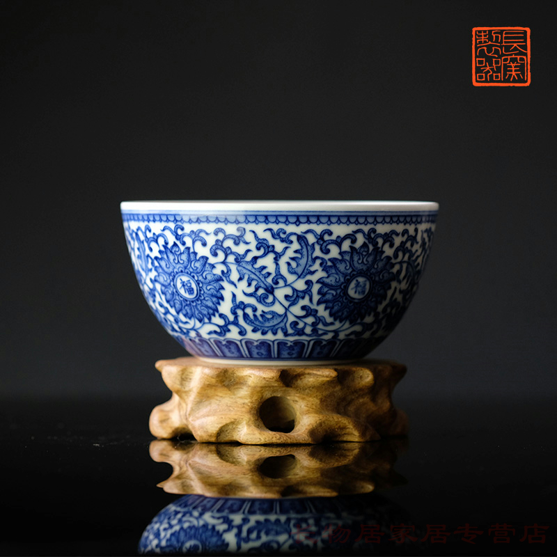 Offered home - cooked hand - made porcelain bound in the lotus flower everyone lines cylinder cups of jingdezhen ceramic tea cup tea bowl