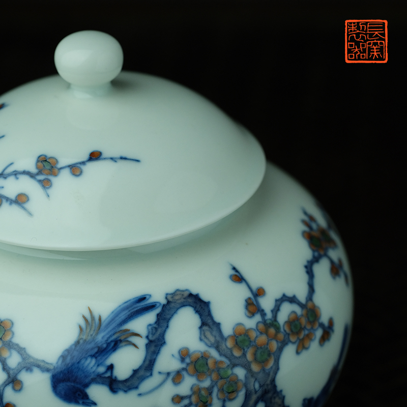 Offered home - cooked ju long up controller yongzheng hand - made bucket color painting of flowers and tea canister of jingdezhen tea service by hand