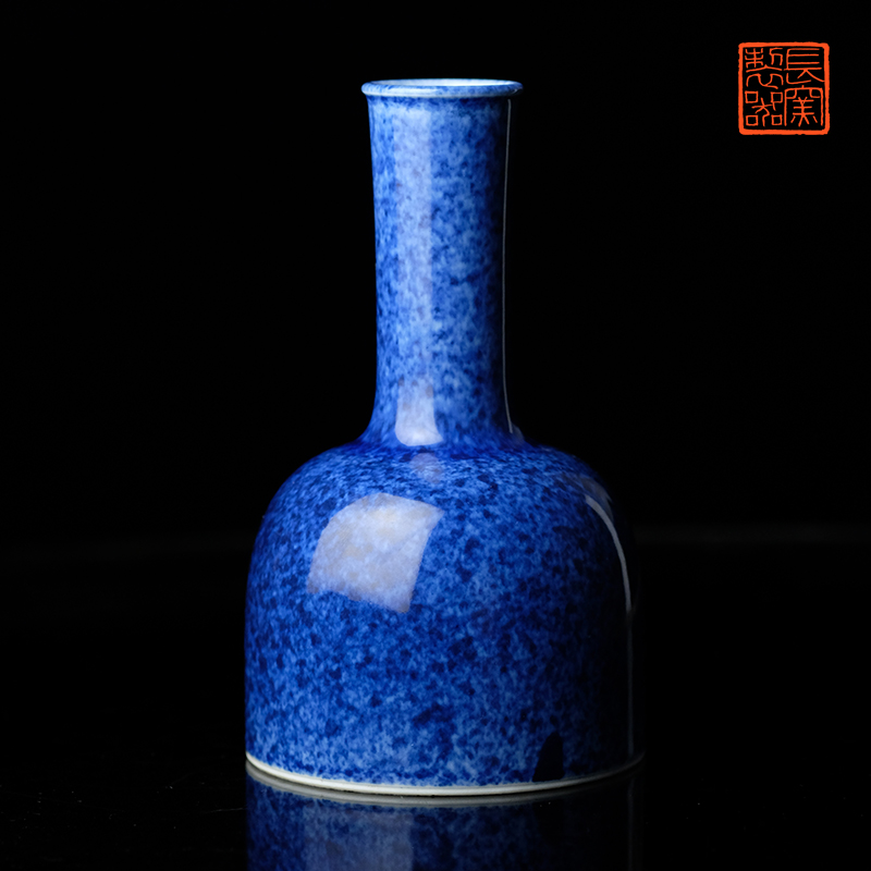 Offered home - cooked at flavour with blue glaze double statute of lu jingdezhen manual archaize ceramic flower vases, display furnishing articles