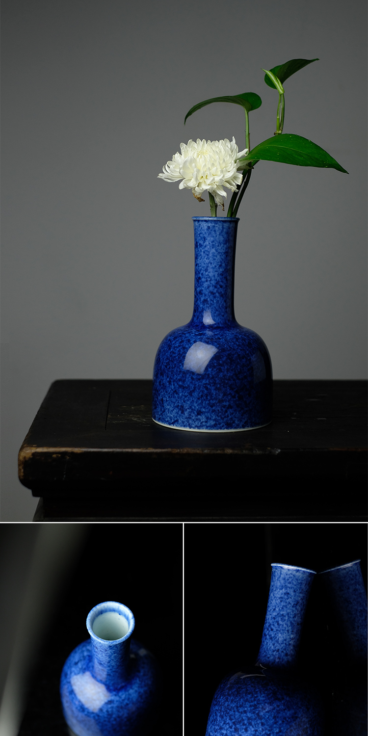 Offered home - cooked at flavour with blue glaze double statute of lu jingdezhen manual archaize ceramic flower vases, display furnishing articles