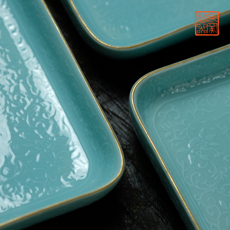 Offered home - cooked in turquoise, see colour square pot of tea tray bearing dry mercifully glaze plate jingdezhen hand - carved ceramic tea tray