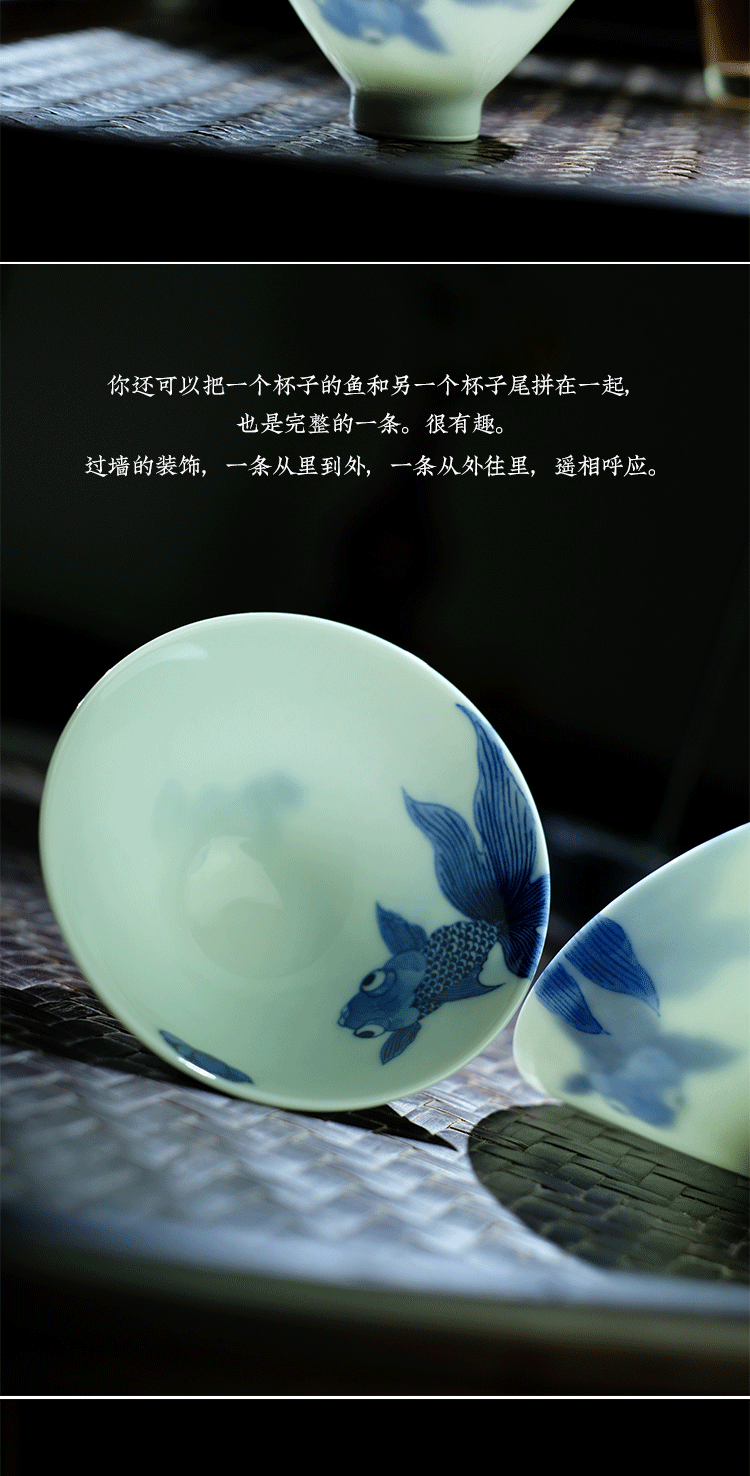 Offered home - cooked view flavour hand - made in jingdezhen blue and white marriage hat cup bell cup hand - made ceramic tea set