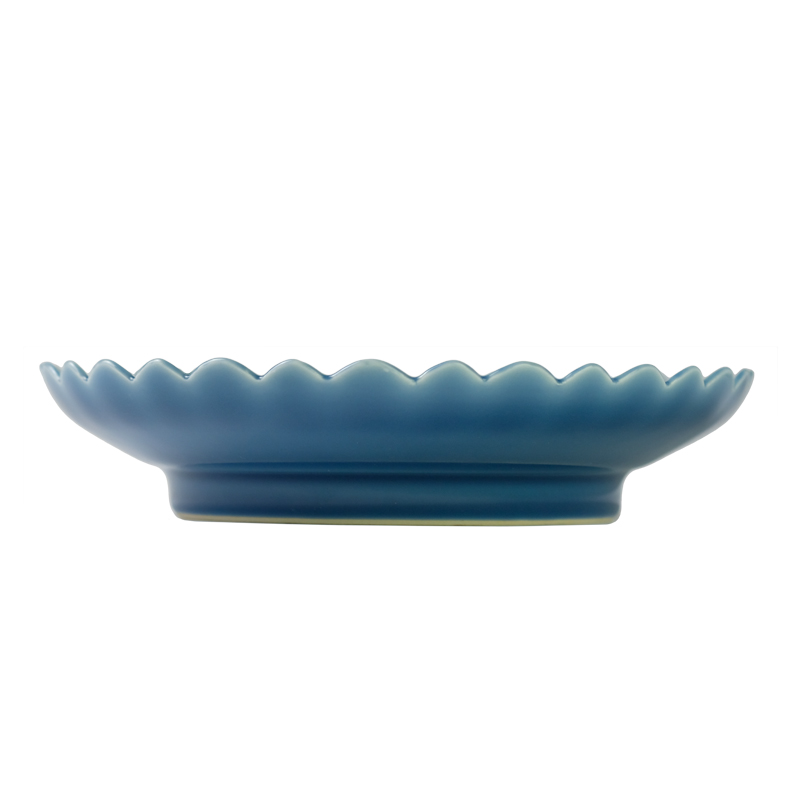 Offered home - cooked at flavor pot of dark blue glaze ceramic snack plate of fruit tray plate carved lotus - shaped jingdezhen ceramic tea set