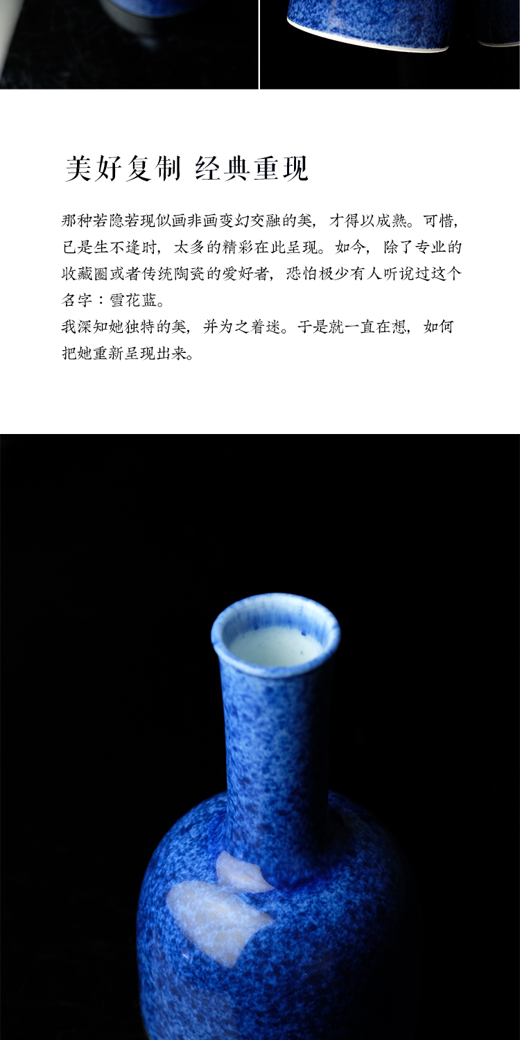 Offered home - cooked at flavour with blue glaze double statute of lu jingdezhen manual archaize ceramic flower vases, display furnishing articles