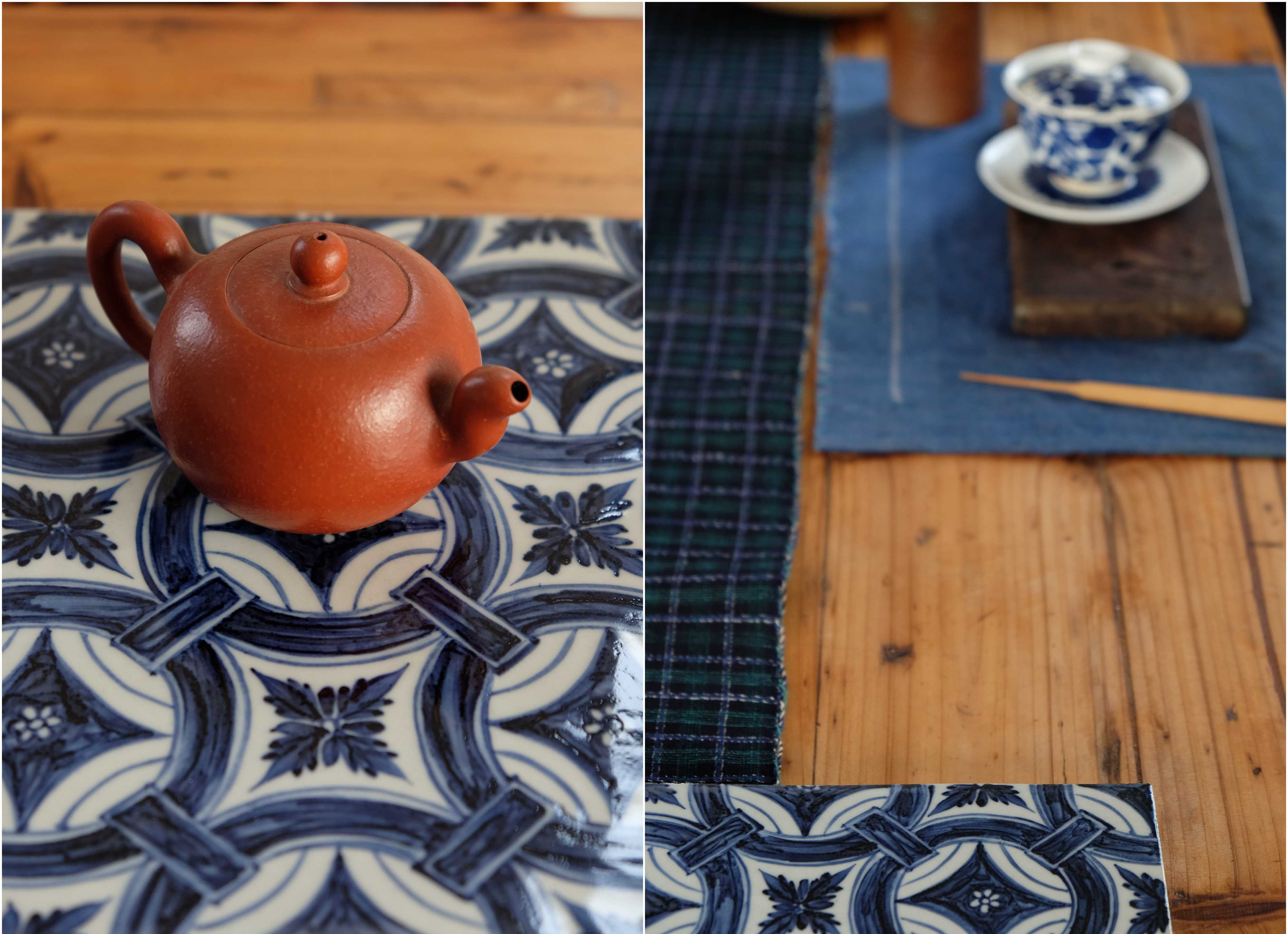 Yongle square brick offered home - cooked view flavour in hand - made of blue and white porcelain of jingdezhen ceramic tea set porcelain plate decoration by hand