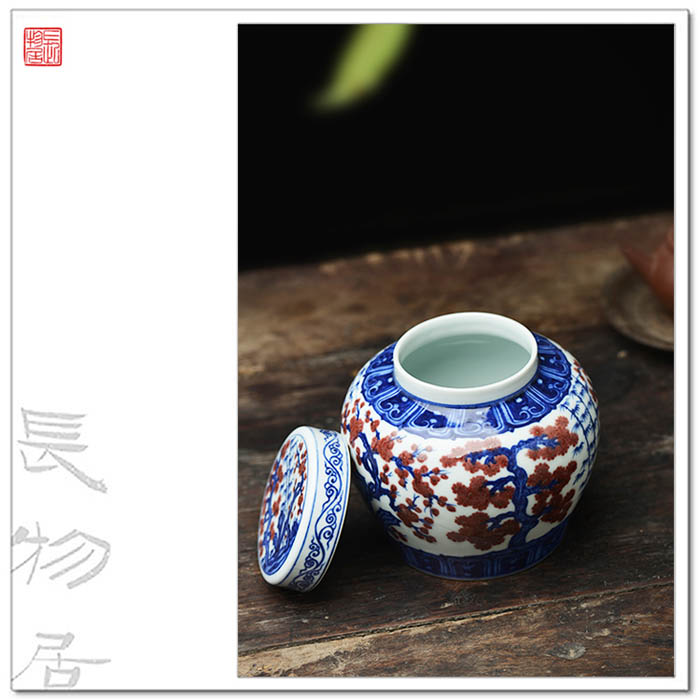 The View flavour is blue and white youligong hand - made porcelain cover pot of tea warehouse caddy fixings jingdezhen ceramic tea set by hand