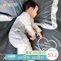 Baby sleeping bag four seasons universal anti-kick split leg pajamas Summer thin cotton spring and autumn anti-jump baby sleeping bag