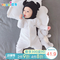 Baby jumpsuit spring and autumn baby clothes spring cotton female newborn Hayi climbing clothes big name pajamas air cotton