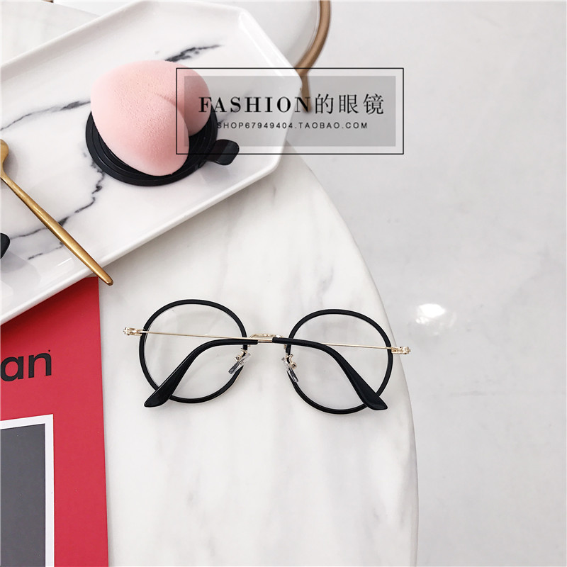 Kính cận thị khung nữ phiên bản Hàn Quốc của thủy triều retro cá tính trong suốt phẳng gương tròn dễ thương có độ bảo vệ sinh viên gọng kính