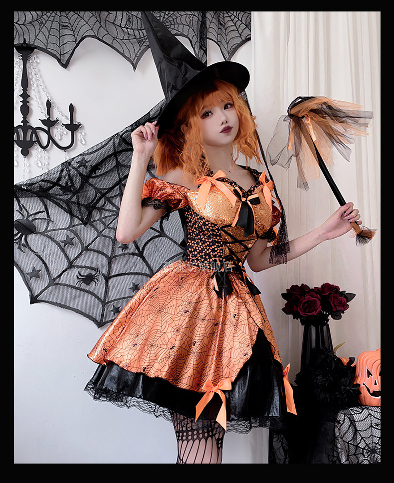 万圣节成人服装女巫装化装舞会cos表演服南瓜巫婆装cosplay连衣裙-阿里巴巴