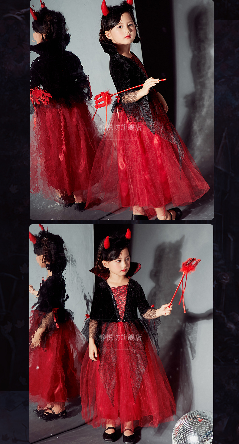 Halloween Trẻ em Quần áo Phụ nữ Váy Cô gái Công chúa Váy Ma quỷ Quần áo Khủng bố Quái vật Ma cà rồng Trang phục Áo choàng trang phuc bieu dien