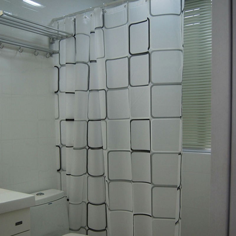 Classic European style black and white gray checkered shower curtain thickened high-grade EVA material waterproof mildew environmental protection easy to clean