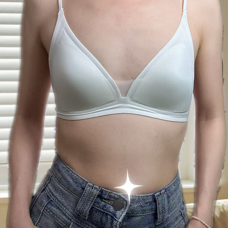 Be Worn with Ribs and Flat Chest! Thin Shoulder Straps, No Steel Ring Sling, Cp Soft Support Intimates, Triangular Cup, Breathable and Comfortable Bra