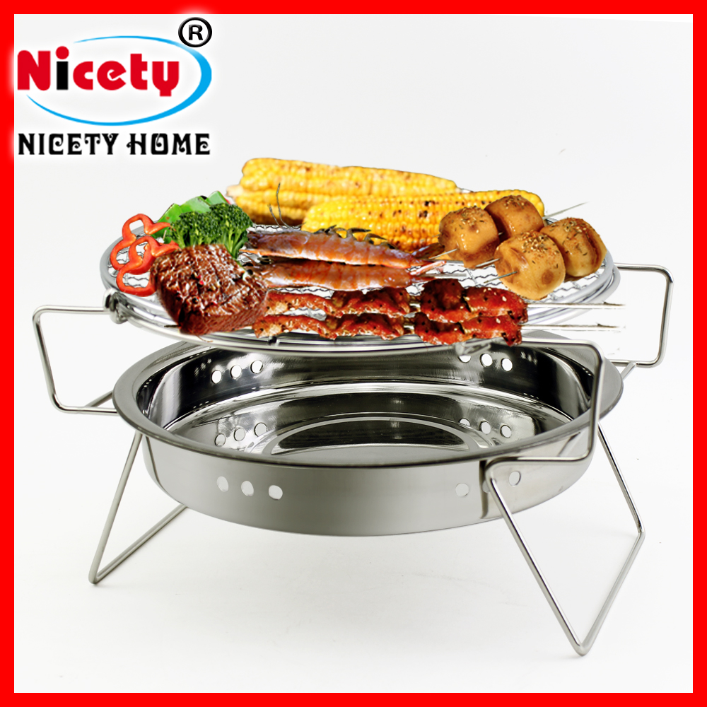 Outdoor Barbecue Oven Home Day Style Thickened Stainless Steel Charcoal Grill Field On-board Portable Foldable Grill Pan-Taobao