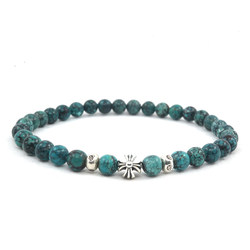 POHIER 925 sterling silver beads ແຮ່ທໍາມະຊາດຕາຫນ່າງດອກ turquoise ສາຍແຂນຂອງຜູ້ຊາຍແລະແມ່ຍິງ CH ສາຍແຂນ