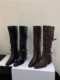 Botas de moda coreana, hebilla de cinturón de alta gama, tacones pequeños y gruesos, botas altas, tacones hasta la rodilla para mujer, botas delgadas