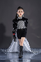 Childrens model clothing hard candy rock style childrens catwalk performance tide clothing girls car model motorcycle clothing domineering fashion