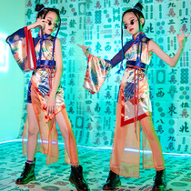 Girls runway model catwalk costumes national tide cheongsam childrens Chinese style costumes childrens jazz dance suit