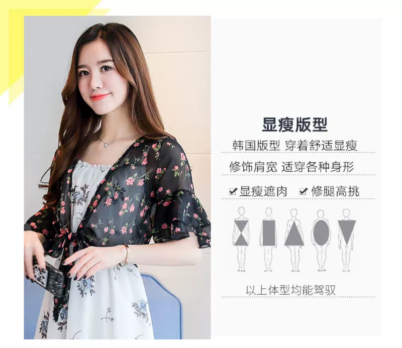 Áo choàng hoa nhỏ mùa hè 2020 mùa hè mới voan hoang dã áo khoác siêu mỏng phần ngắn bên ngoài áo cardigan nữ - Áo khoác ngắn