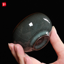 Ge Kiln Teacup Single cup tea cup Iron tire Longquan Celadon handmade ice crack master cup Ceramic tea set Puer tea lamp