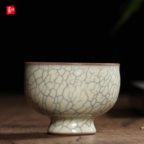 Traditional Ge Kiln master cup Single cup Longquan Celadon Wu Jian handmade antique personal cup Tea cup Puer tea cup