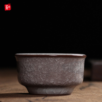 Longquan Celadon Ge Kiln Gongfu tea set Puer tea cup Yang Bo handmade master cup Single cup Ice crack glaze tea cup