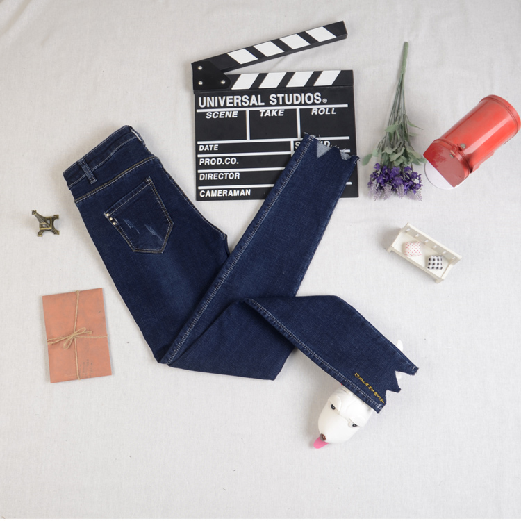 2018 Châu Âu và Châu Mỹ mùa thu và mùa đông nhung mỏng Slim feet chân quần bút chì nữ thời trang hoang dã quần denim sinh viên thời trang công sở nữ