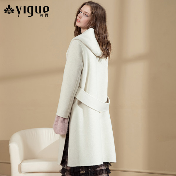 亦谷 YIGUE 双面纯羊毛 女式连帽中长款大衣 天猫优惠券折后￥879包邮（￥1079-200）3色可选