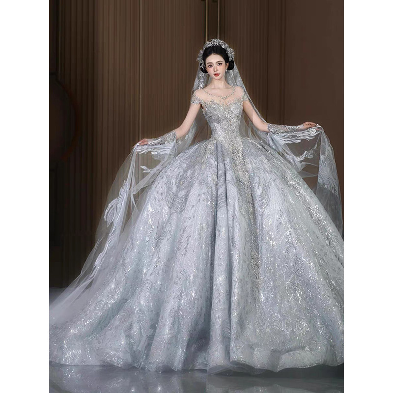 Высококачественное легкое роскошное свадебное платье wedding master wedding bride 2026 новая французская тяжелая промышленность Qi Di свадебное платье большого размера из пряжи go out