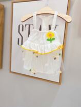 Original handmade custom pet dog clothes summer thin section sunscreen sling cats and dogs cute hat Teddy Fadou