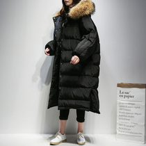 JLL Winter Dress New Black Big Hairy Collar Down Jacket Clothing Woman Mid-Length Loose Thickened Double Face Wear Fashion Jacket