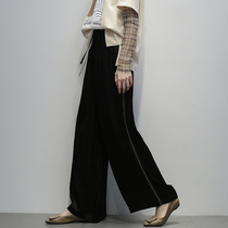 Broadlegged Pants Woman 2020 Autumn Fit New Black High Waist Tug Long Pants Loose Display Slim Fit 100 Hitch Casual Pants