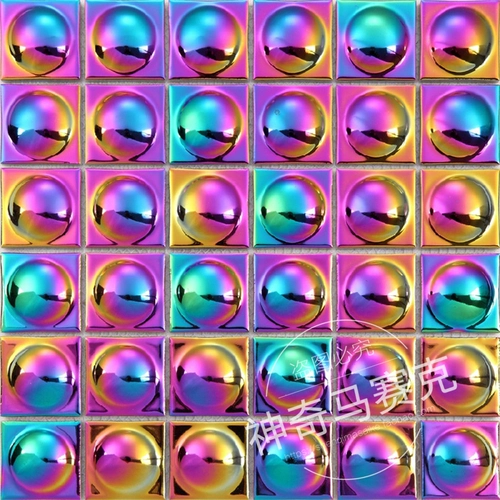 Трехмерная круглая металлическая стеклянная мозаика из нержавеющей стали, в 3d формате, зеркальный эффект