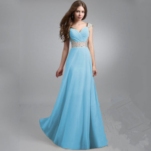 European American fashion pearl piece stitching long evening dress 