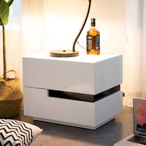Bed head cabinet modern minimalist baking paint small cupboards Bedroom full dress Nordic light lavish bedside cabinet grey white double 12
