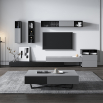 Light and luxurious TV cabinet Tea Table Combination Suit Modern Minima Living Room Small Family telescopic Nordic enclosure Home Ground Cabinet