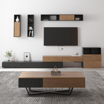 Retractable TV cabinet Tea Table Combination Multifunction Nordic Small Family rock plate minimalist modern TV cabinet side cabinet