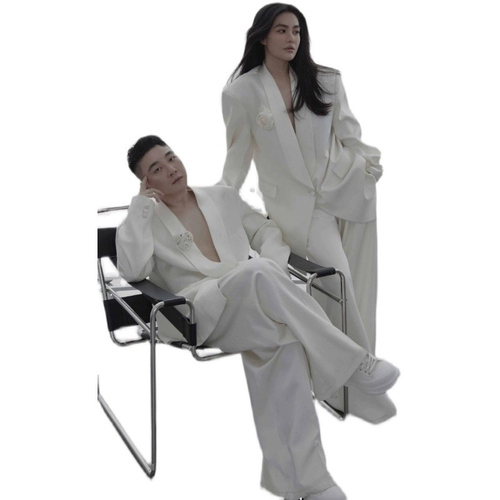 2024 Фотостудия Тематическая фотография Одежда для пар Хип-хоп Универсальная богиня Широкие брюки Изображение Фото Уличная фотография Свободный костюм